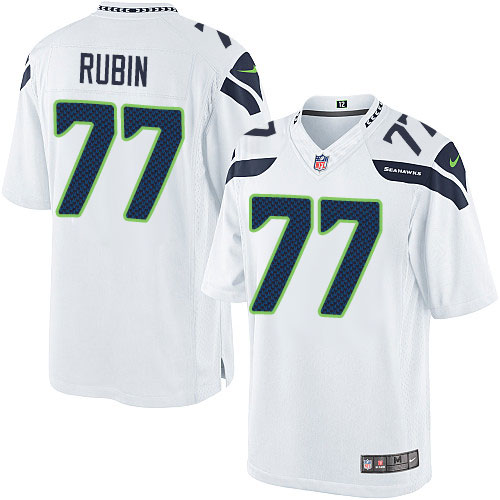 Men's Limited Ahtyba Rubin Nike Jersey White Road - #77 NFL Seattle Seahawks